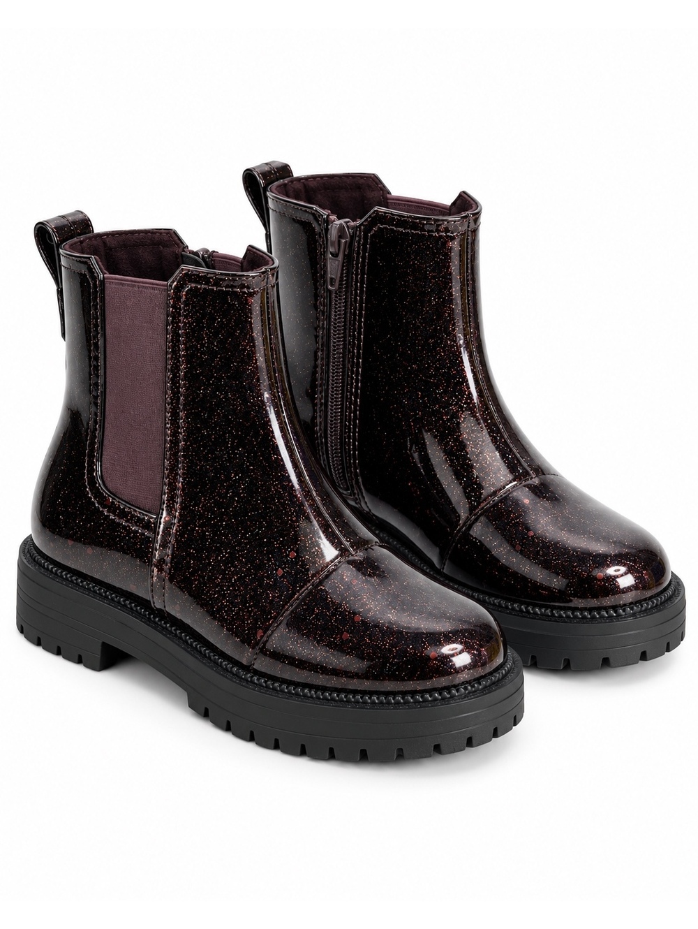 TOMS Bennet Youth 3 Blackberry Confetti Glitter Chelsea Ankle Boots New